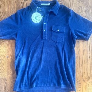 NWT Criquet Navy terry cloth Polo polo Large retro